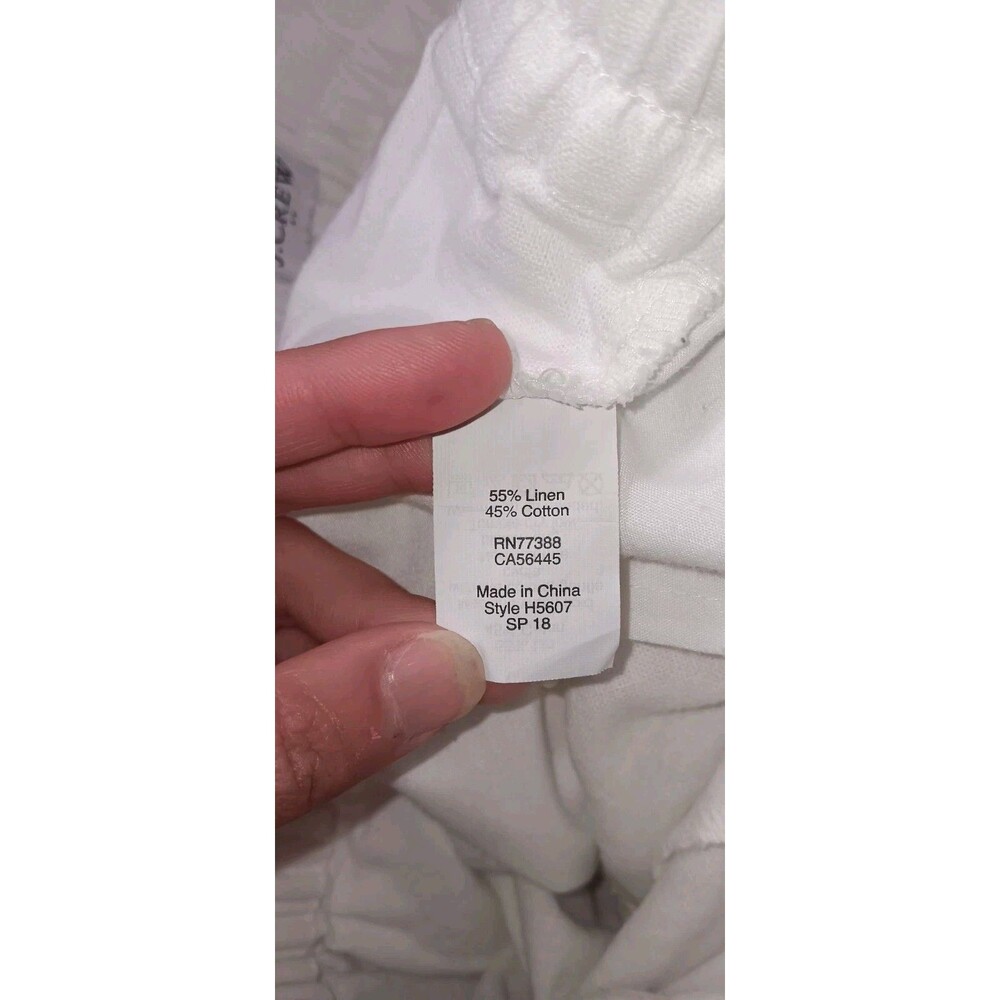 J Crew Linen Blend Cuff Ankle Pants S White Coastal Beachy Seaside Quiet Luxury - Picture 10 of 12
